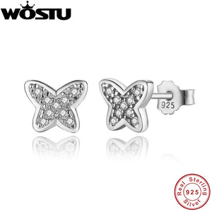 High Quality 100% 925 Sterling Silver Petite Butterfly Stud Earrings For Women Female Authentic Original Jewelry Gift