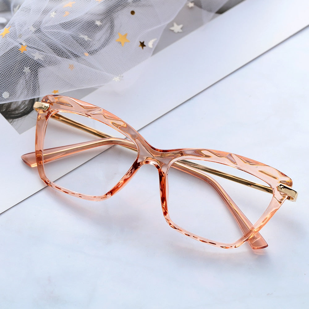 Cat Eye Glasses Frame Faceted Crystal Eyeglasse Can Be Equipped with Myopia Glasses Vintage Women's Eyeglass Frame