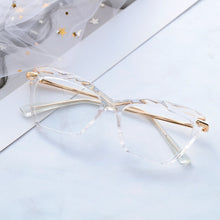 Load image into Gallery viewer, Cat Eye Glasses Frame Faceted Crystal Eyeglasse Can Be Equipped with Myopia Glasses Vintage Women&#39;s Eyeglass Frame