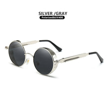 Load image into Gallery viewer, Classic Gothic Steampunk Sunglasses Polarized Men Women Vintage Round Glasses Metal Frame Blue UV400 lentes de sol