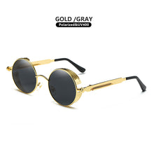 Load image into Gallery viewer, Classic Gothic Steampunk Sunglasses Polarized Men Women Vintage Round Glasses Metal Frame Blue UV400 lentes de sol
