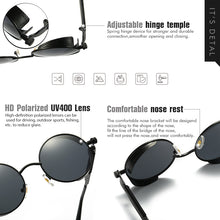 Load image into Gallery viewer, Classic Gothic Steampunk Sunglasses Polarized Men Women Vintage Round Glasses Metal Frame Blue UV400 lentes de sol
