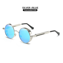 Load image into Gallery viewer, Classic Gothic Steampunk Sunglasses Polarized Men Women Vintage Round Glasses Metal Frame Blue UV400 lentes de sol