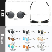 Load image into Gallery viewer, Classic Gothic Steampunk Sunglasses Polarized Men Women Vintage Round Glasses Metal Frame Blue UV400 lentes de sol