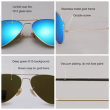 Load image into Gallery viewer, G15 Glass Lens Women Men Sunglasses UV400 Aviation Brand Classic Mirror Male Oculos Vintage Banned Man Sun Glasses