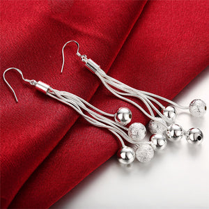 High Quality Jewelry 925 Jewelry Sterling Silver Three Line Beads Earrings For Women Best Gift