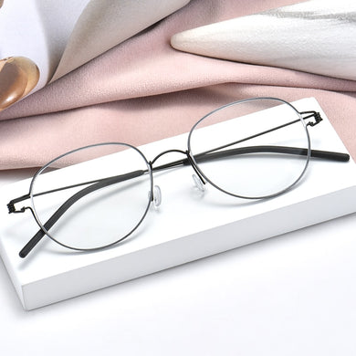 Lightweight Titanium Oval Round Glasses for Men Women Optical Prescription Eyeglasses Frame Korean oculos de grau