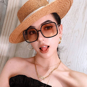 Brand Design SoStellairel Big Square Sunglasses Women Drive Travel UV400 Glasses with Original Package