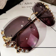 Load image into Gallery viewer, Vintage Bee Sunglasses Women Rhinestone Gradient Sun Glasses Rimless Retro Eyeglasses Gafas De Sol Mujer