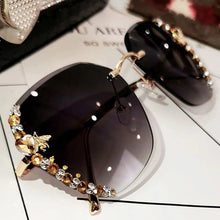 Load image into Gallery viewer, Vintage Bee Sunglasses Women Rhinestone Gradient Sun Glasses Rimless Retro Eyeglasses Gafas De Sol Mujer