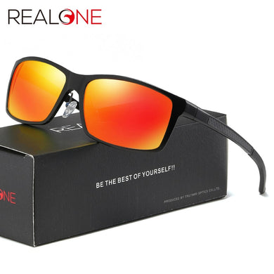 Mens Aluminum Sport Sunglasses Wrap-Around Rectangle Polarized Sun Glasses for Men Driving Sunglass Anti-glare 5089