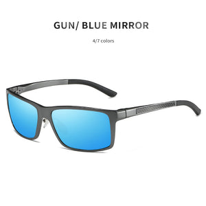 Mens Aluminum Sport Sunglasses Wrap-Around Rectangle Polarized Sun Glasses for Men Driving Sunglass Anti-glare 5089