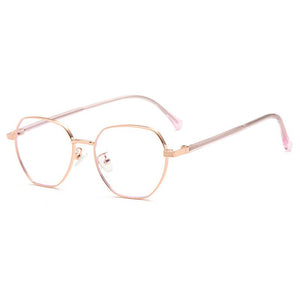 Myopia Glasses with Spring Hinges Metal Eyeglasses Frame Full Rim Eyewear Unisex Anti Blue Ray