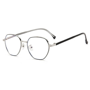 Myopia Glasses with Spring Hinges Metal Eyeglasses Frame Full Rim Eyewear Unisex Anti Blue Ray