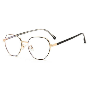 Myopia Glasses with Spring Hinges Metal Eyeglasses Frame Full Rim Eyewear Unisex Anti Blue Ray