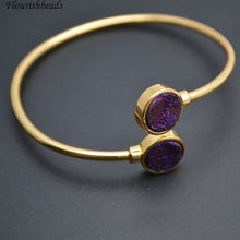 Load image into Gallery viewer, High Quality Purple Druzy Agate Stone Bangle Bracelets Fashion Party Jewelry