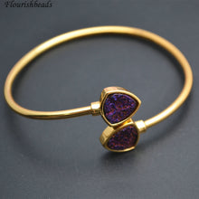 Load image into Gallery viewer, High Quality Purple Druzy Agate Stone Bangle Bracelets Fashion Party Jewelry