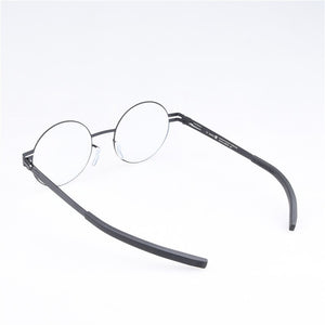 Retro Round No Screw Glasses Frame Handmade Men Vintage Optical Prescription Eyeglasses Business Women Spectacles