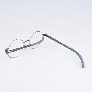 Retro Round No Screw Glasses Frame Handmade Men Vintage Optical Prescription Eyeglasses Business Women Spectacles