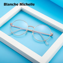 Load image into Gallery viewer, Round Anti Blue Light Glasses Women UV400 Chain Transparent Computer Eyeglasses Frames Oculos Lunette With Box