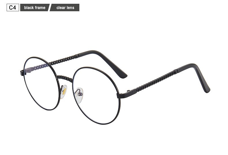 Round Anti Blue Light Glasses Women UV400 Chain Transparent Computer Eyeglasses Frames Oculos Lunette With Box