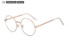 Load image into Gallery viewer, Round Anti Blue Light Glasses Women UV400 Chain Transparent Computer Eyeglasses Frames Oculos Lunette With Box