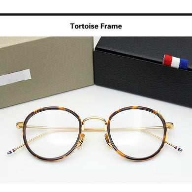 High Quality Round Shaped Acetate TB905 Glasses Frame Men Retro Eyeglasses Women Myopia Reading Oculos De Grau With Original Box