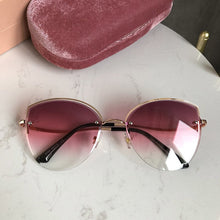Load image into Gallery viewer, High Quality Sexy Elegant Woman Rimless Sunglasses Lady Metal Cat Eye Shades  Wine Red Sun Glasses Female zonnebril dames