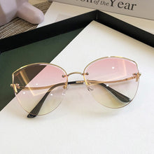 Load image into Gallery viewer, High Quality Sexy Elegant Woman Rimless Sunglasses Lady Metal Cat Eye Shades  Wine Red Sun Glasses Female zonnebril dames