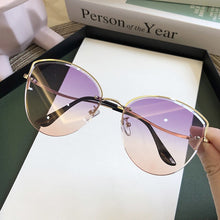 Load image into Gallery viewer, High Quality Sexy Elegant Woman Rimless Sunglasses Lady Metal Cat Eye Shades  Wine Red Sun Glasses Female zonnebril dames