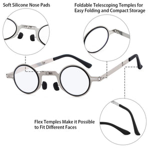 High-Quality Spring Hinge Compact Foldable Presbyopia Glasses Blue Light Blocking Readers Reading Glasses with Case