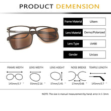 Load image into Gallery viewer, Ultem Eyeglasses Frame Men Snap-On Magnet Sunglasses Polarized Clip On Glasses Square Women Myopia Frame Mens