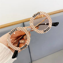 Load image into Gallery viewer, Vintage  children Sunglasses Women Letter Round Glasses Stripe Frame Kids Eyewear Shades clear lens Uv400