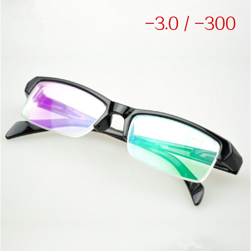 Women Myopia Glasses -2.5 Half Frame  Resin  Black Frams Prescription -1.5 Eyeglasses Men Minus Lens  -2.0 -3.0
