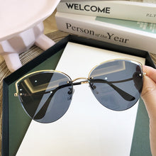 Load image into Gallery viewer, High Quality women's Oval Cat Eye Sunglasses Lady Metal Rimless shades Luxury Sunglasses Female Driving Glasses zonnebril dames