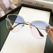 Load image into Gallery viewer, High Quality women's Oval Cat Eye Sunglasses Lady Metal Rimless shades Luxury Sunglasses Female Driving Glasses zonnebril dames