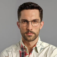 Carica l&#39;immagine nel visualizzatore di Gallery, Alta qualità Danimarca Design del marchio Occhiali miopia Occhiali da vista Montatura da uomo Ultraleggera senza viti Rotonda Filo d&#39;oro Montatura in titanio puro