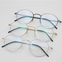 Carica l&#39;immagine nel visualizzatore di Gallery, Alta qualità Danimarca Design del marchio Occhiali miopia Occhiali da vista Montatura da uomo Ultraleggera senza viti Rotonda Filo d&#39;oro Montatura in titanio puro