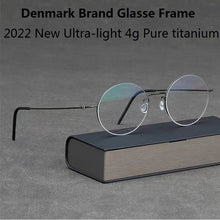 Carica l&#39;immagine nel visualizzatore di Gallery, Alta qualità Danimarca Design del marchio Occhiali miopia Occhiali da vista Montatura da uomo Ultraleggera senza viti Rotonda Filo d&#39;oro Montatura in titanio puro