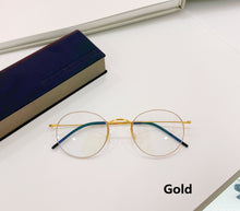 Load image into Gallery viewer, High Quatity Denmark Brand Myopia Glasses eyeglasses Frame Men&#39;s Screwless Ultralight  Round Gold Wire Pure Titanium frame