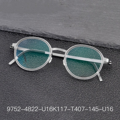 High Quatity Denmark Brand Super Light Pure Titanium Myopia Retro Round Glasses Frame Men's Screwless Ultralight Optical Lenses
