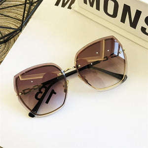 High Qulity women's Rimless Square Sunglasses Metal 2023 shades  Sexy Sunglasses Female Ladies Brown Eyewear