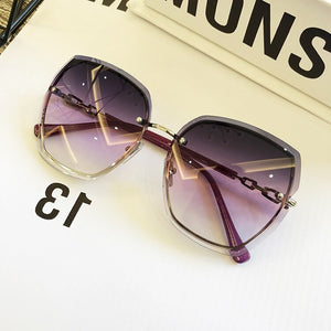 High Qulity women's Rimless Square Sunglasses Metal 2023 shades  Sexy Sunglasses Female Ladies Brown Eyewear