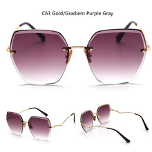 Load image into Gallery viewer, High Qulity women&#39;s Rimless Square Sunglasses Metal 2023 shades  Sexy Sunglasses Female Ladies Brown Eyewear