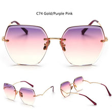 Load image into Gallery viewer, High Qulity women&#39;s Rimless Square Sunglasses Metal 2023 shades  Sexy Sunglasses Female Ladies Brown Eyewear