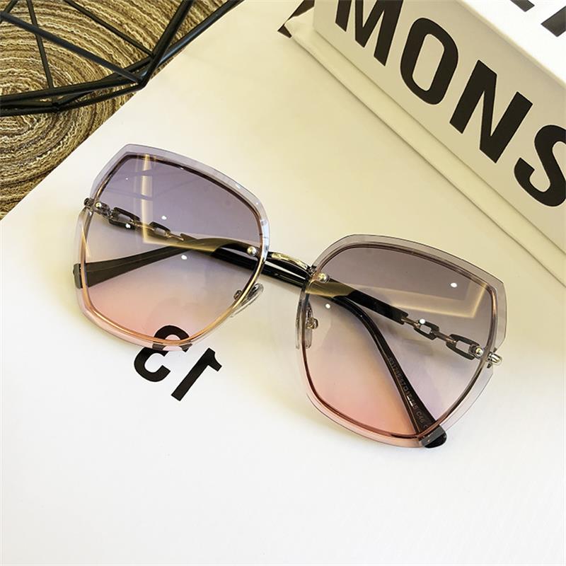 High Qulity women's Rimless Square Sunglasses Metal 2023 shades  Sexy Sunglasses Female Ladies Brown Eyewear