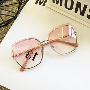 High Qulity women's Rimless Square Sunglasses Metal 2023 shades  Sexy Sunglasses Female Ladies Brown Eyewear