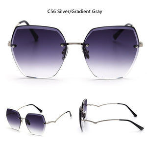 High Qulity women's Rimless Square Sunglasses Metal 2023 shades  Sexy Sunglasses Female Ladies Brown Eyewear