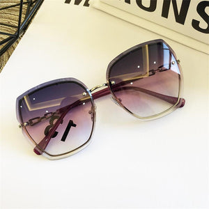High Qulity women's Rimless Square Sunglasses Metal 2023 shades  Sexy Sunglasses Female Ladies Brown Eyewear