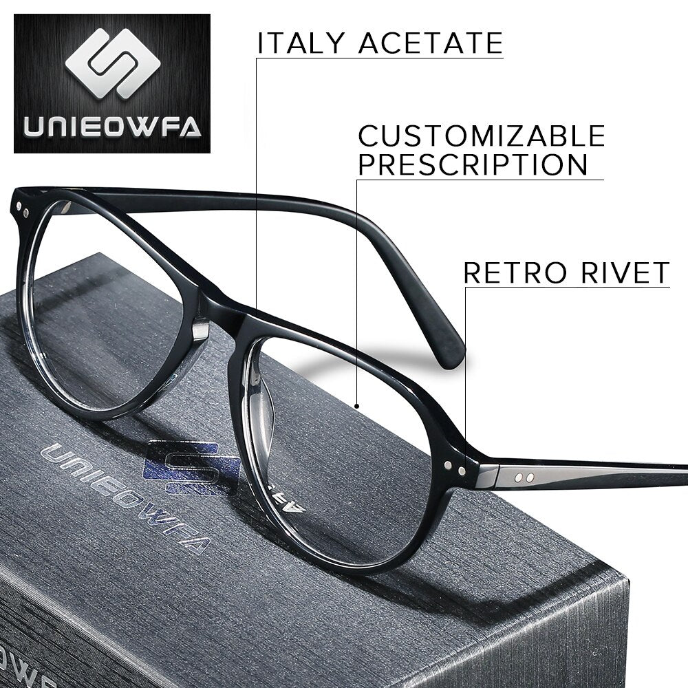 High end Italy Acetate Optical Glasses Frame Men Prescription Myopia Eyeglasses Frame Retro Clear Transparent Eyewear Frame 2023